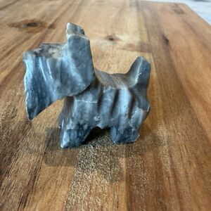 Vintage Miniature Scottish Terrier Scottie Carved Marble Stone Trinket Figurine